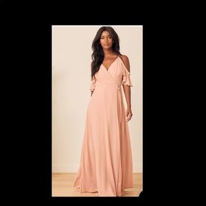Lulu’s Easy Listening Blush Cold-Shoulder Wrap Maxi Dress